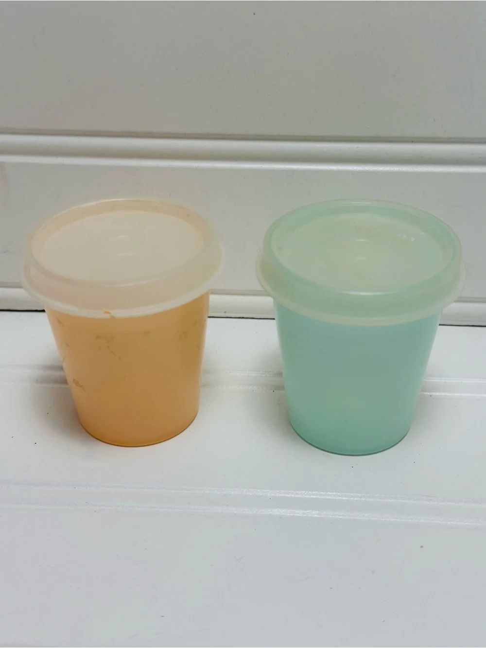 Vintage Tupperware Mini Containers (Set of 4) Pastel Colors Clear Plastic Lids